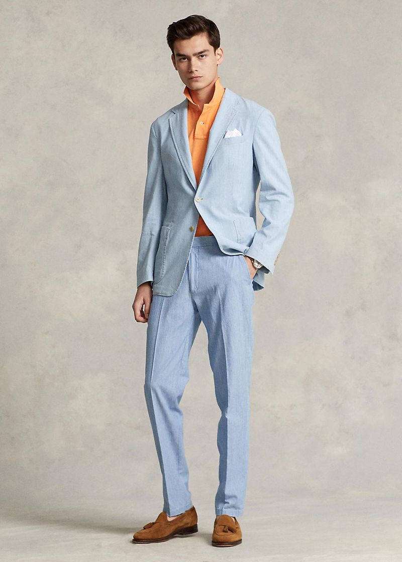 Pantalones Polo Ralph Lauren Hombre Chambray Suit Chile Azules OZFAH-9473